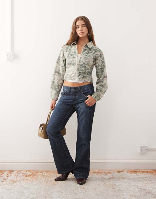 COLLUSION 90s denim fitted jacket in camo print