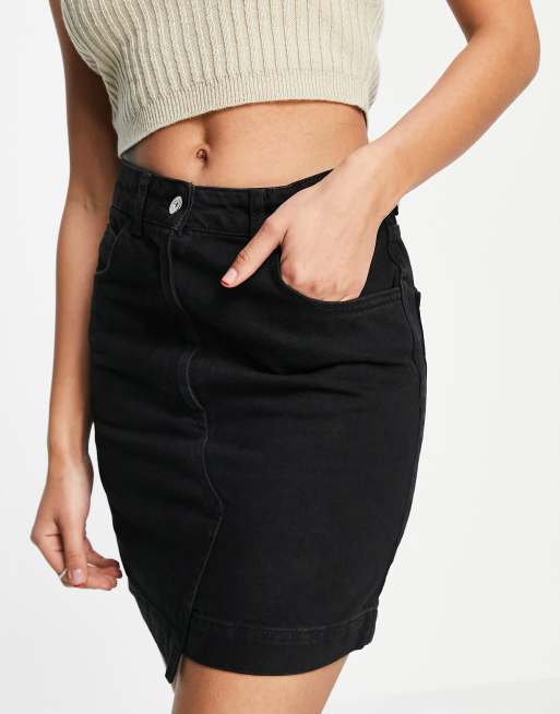 Black denim sale superstretch mini skirt