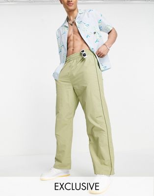 COLLUSION 90s fit baggy nylon joggers in sage - ASOS Price Checker
