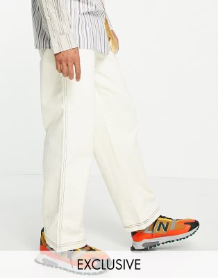 Collusion X014 90s Baggy Extreme Dad Jeans In Bleached Whiteblues