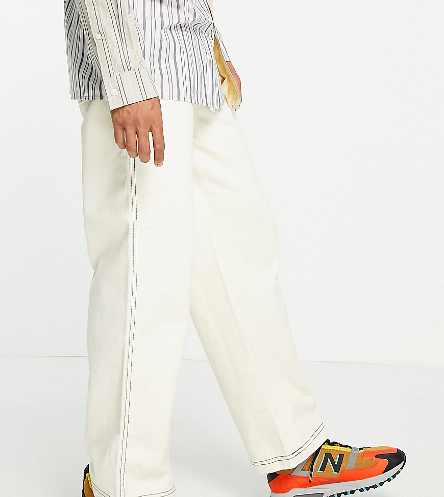 COLLUSION 90s fit baggy pants in ecru-White