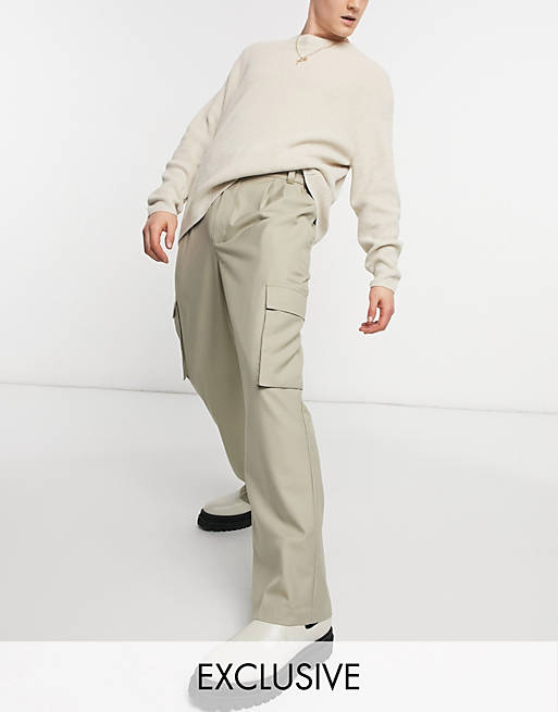 Trousers & Chinos COLLUSION 90's fit baggy trousers in stone twill 