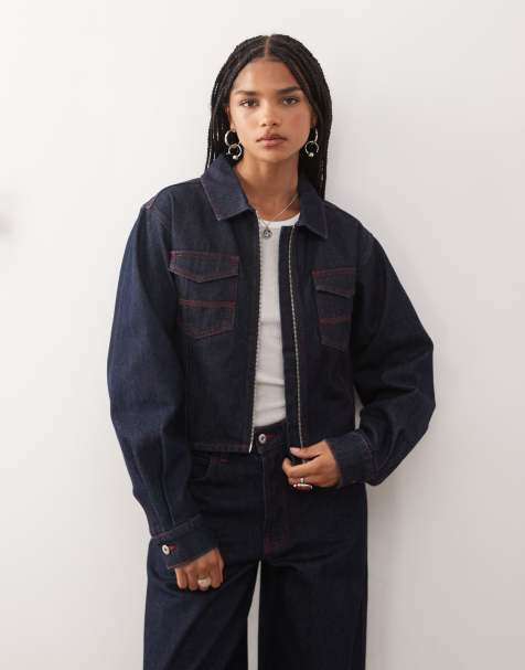 COLLUSION 90s denim fitted cinch jacket in rinse