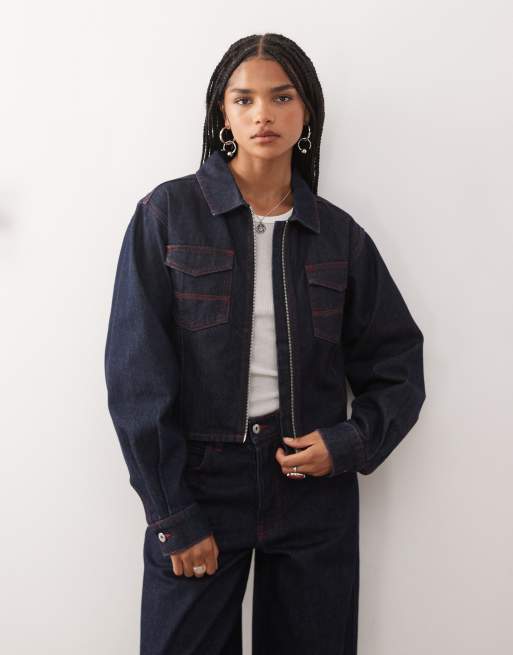 COLLUSION 90s fitted cinch jacket in rinse