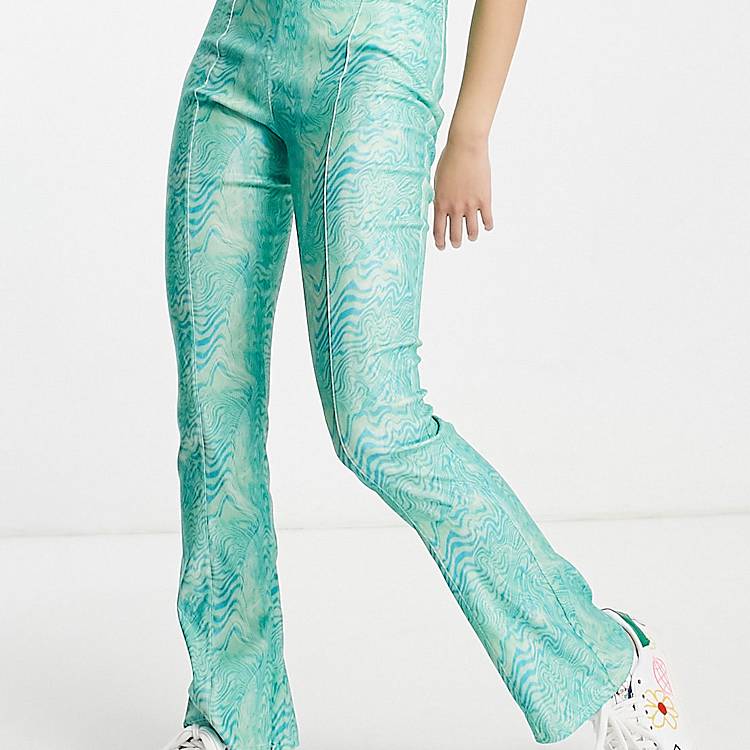 COLLUSION 90s flare pants in blue wave print | ASOS