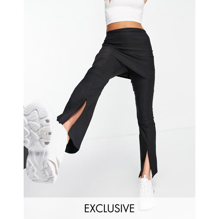 COLLUSION 90s flare trouser skirt in black ASOS