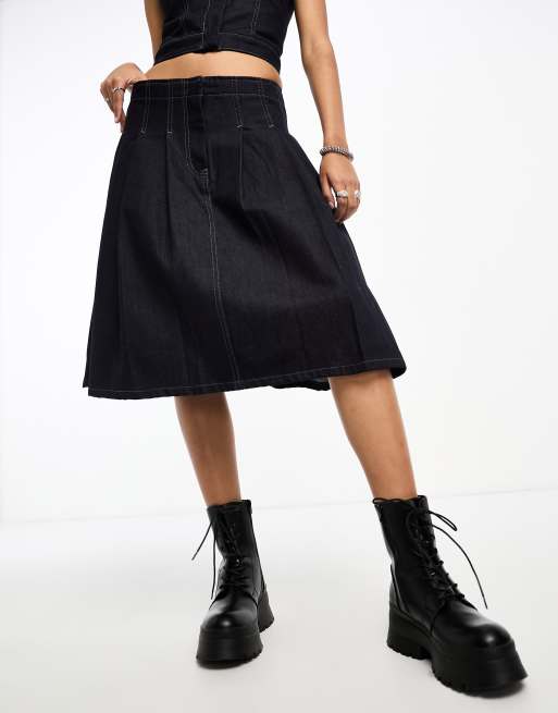 Mid length pleated top skirts 90s