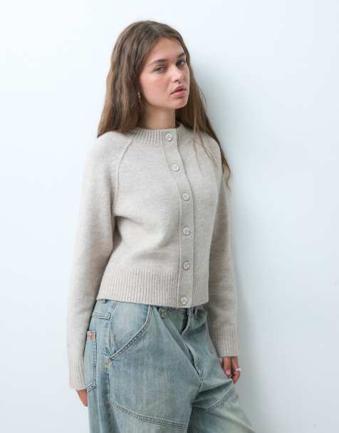 COLLUSION 90s knitted cardigan in cream - view 1