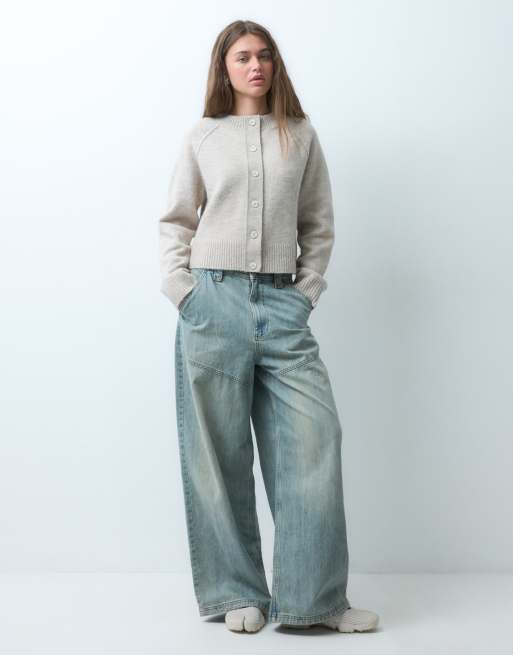 COLLUSION 90s knitted cardigan in cream, 2 of 4