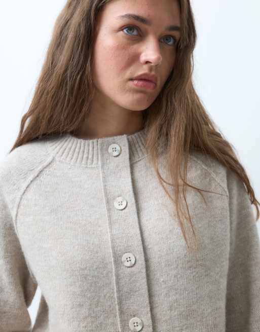 COLLUSION 90s knitted cardigan in cream, 3 of 4
