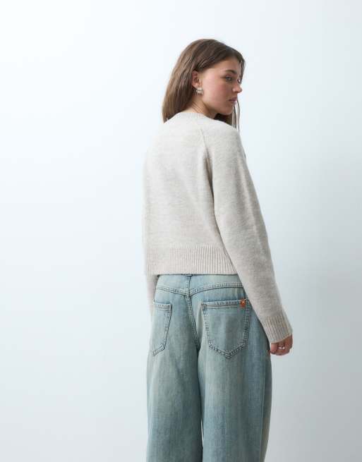 COLLUSION 90s knitted cardigan in cream, 4 of 4