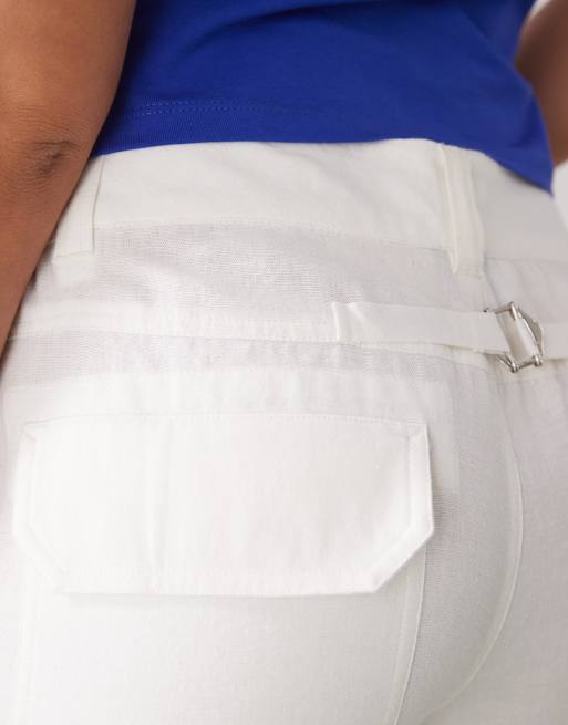 COLLUSION 90s low rise relaxed pants with linen in white | ASOS