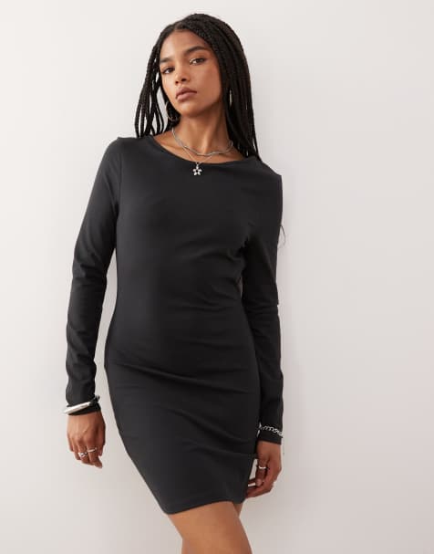 COLLUSION 90s mini long sleeve dress in black - view 1