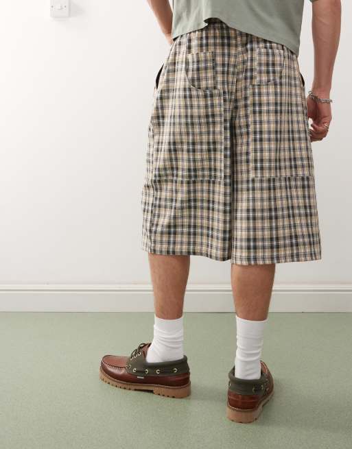 COLLUSION 90s relaxed jorts in plaid - part of a set