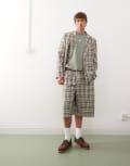 [Collusion] COLLUSION 90s relaxed shorts in check (Part of a set)-Neutral XS Neutral check