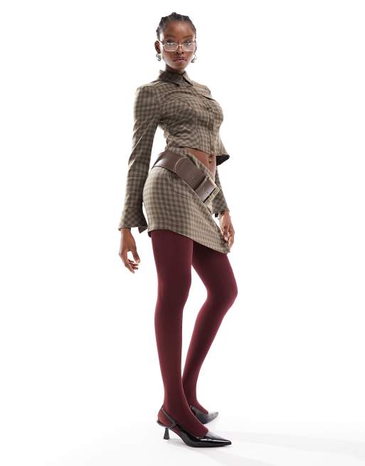 COLLUSION 90s tailored fitted shirt in brown plaid part of a set ASOS