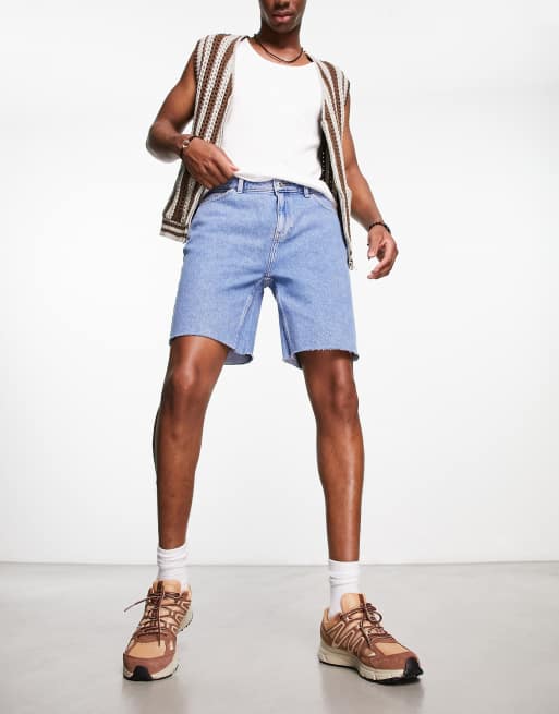 Vintage light blue denim shorts for men