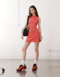 [Collusion] COLLUSION a-line mini skirt-Red L Tomato red