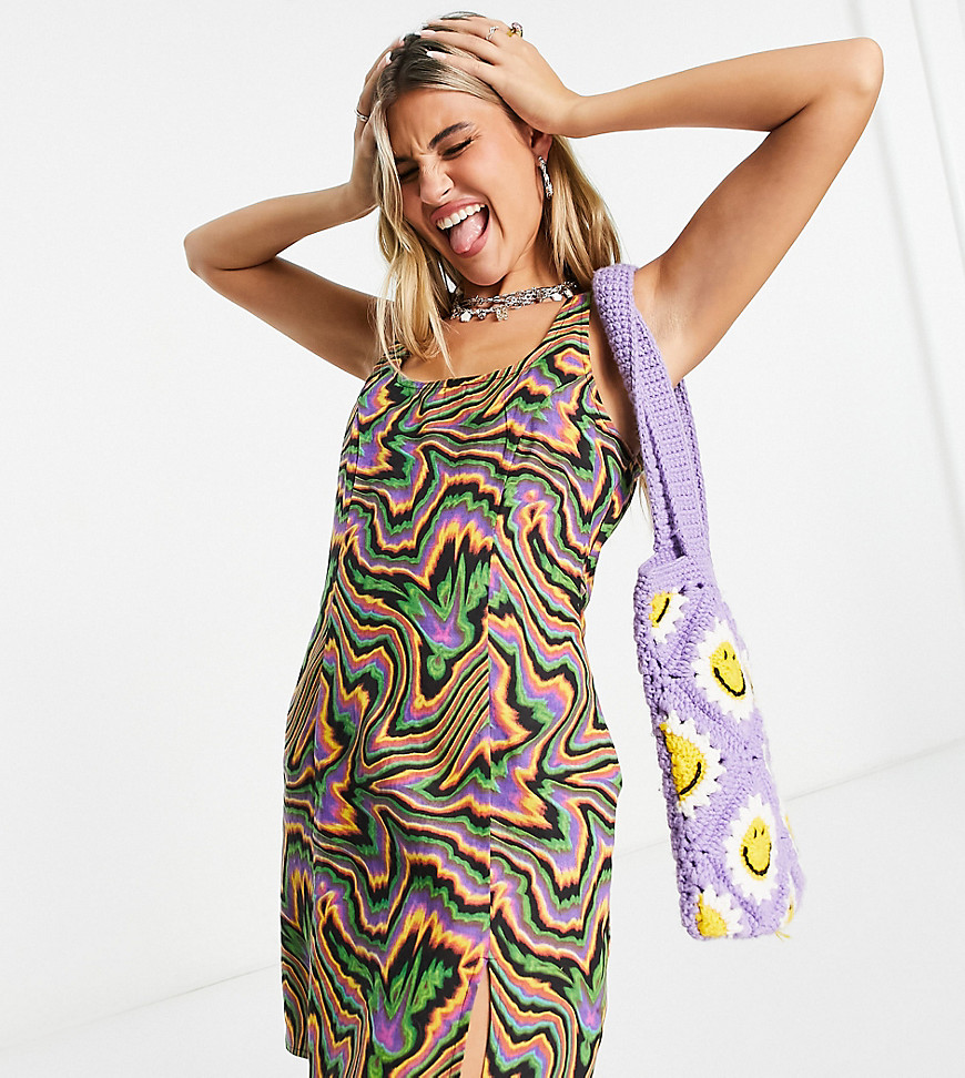COLLUSION abstract print shift dress in multi