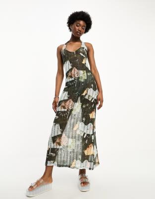 Collusion check outlet print smock dress