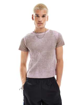 Collusion Acid Wash Fitted Tee In Green