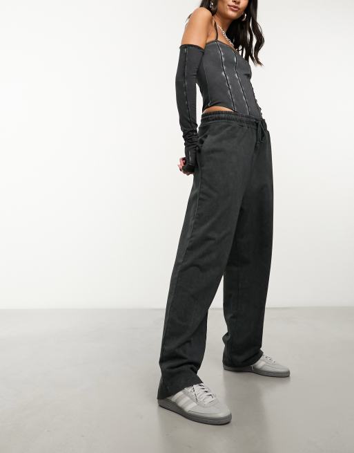 COLLUSION acid wash oversized straight leg jogger in black | ASOS