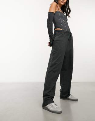 COLLUSION exposed seam velvet flare sweatpants in gray