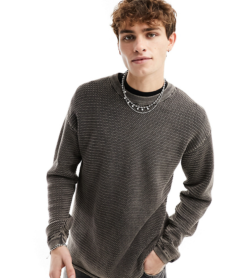 Collusion Acid Wash Sweater In Stone-neutral