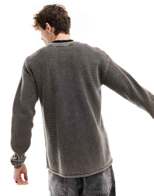 COLLUSION acid wash sweater in stone | ASOS