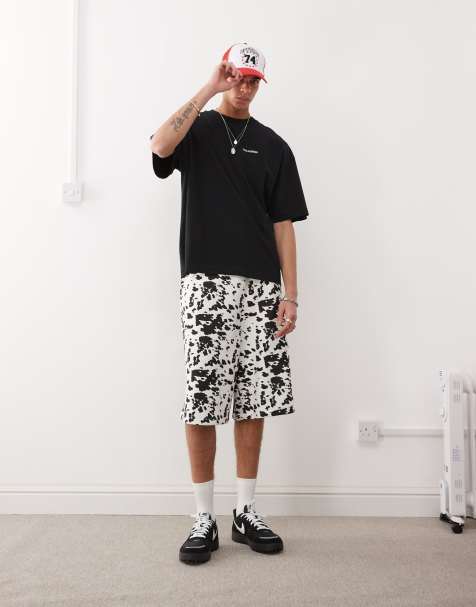 COLLUSION - Afslappede skater-shorts i jersey med koprint - view 1
