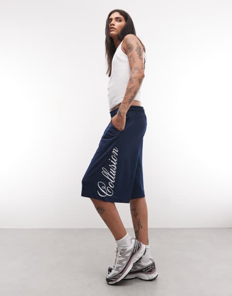 COLLUSION - Airtex - Jorts ampi taglio lungo blu navy - view 1