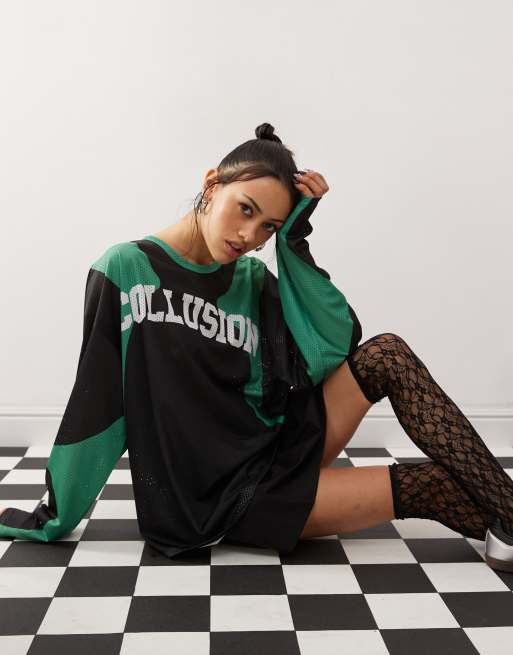COLLUSION - Airtex - Maillot de football oversize avec logo imprimé - Multicolore