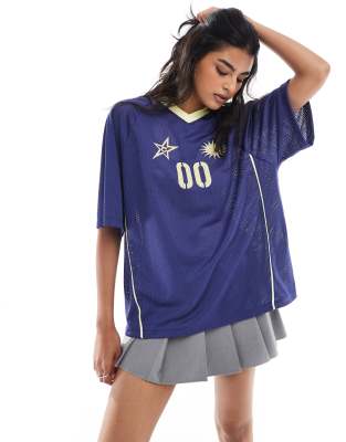 Collusion airtex oversized football style t-shirt