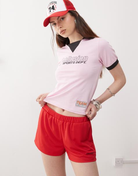 COLLUSION airtex red shorts with logo