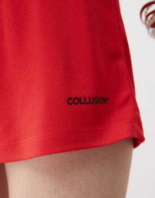 Collusion Airtex Red Shorts With Logo In Red