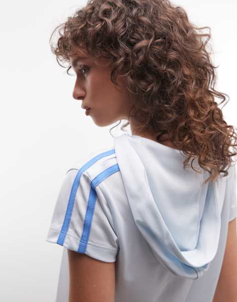 COLLUSION - Airtex - T-shirt a maniche corte azzurra con cappuccio - view 1