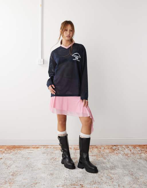 COLLUSION - Airtex - T-shirt sportiva con scollo a V