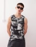 COLLUSION Festival slim tank top in pink with fight me slogan
