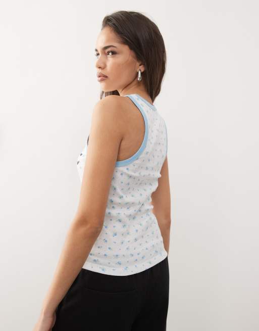 COLLUSION angelic floral tank top in white, 4 of 4
