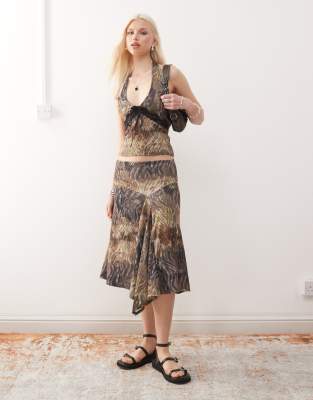 Collusion Animal Print Halter Top-multi In Multi