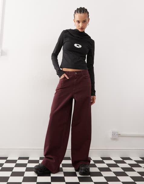 COLLUSION antifit jeans in burgundy - view 1