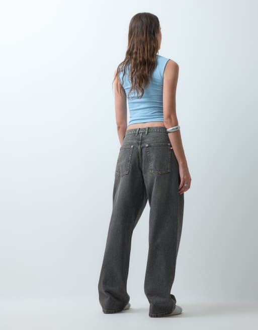 COLLUSION – Antifit-Jeans in verwaschenem Braun mit mittelhohem Bund, 4 von 5