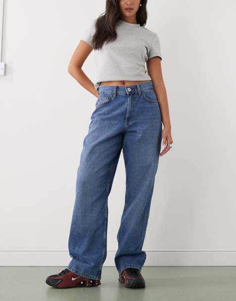 COLLUSION - Antifit jeans met halfhoge taille in middenblauw - view 1