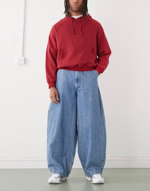 COLLUSION antifit jeans with embroidery in stone wash