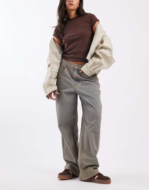 COLLUSION antifit mid rise jean in washed brown - view 1