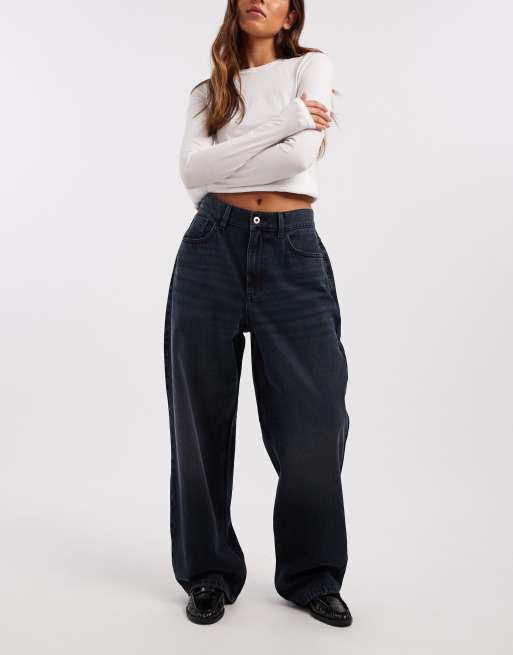COLLUSION Antifit mid rise jeans in dark navy