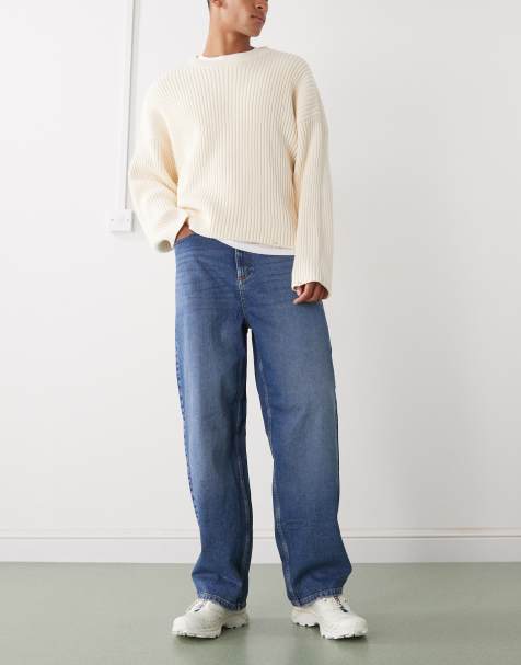 COLLUSION antifit mid rise jeans in mid blue - view 1