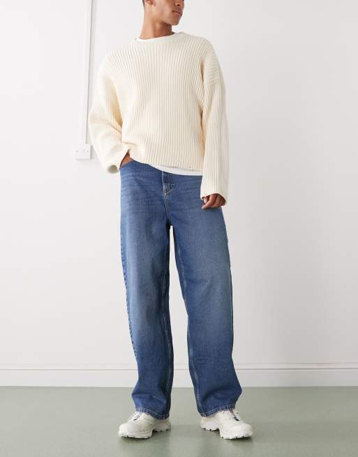 COLLUSION Antifit mid-rise jeans in mid blue
