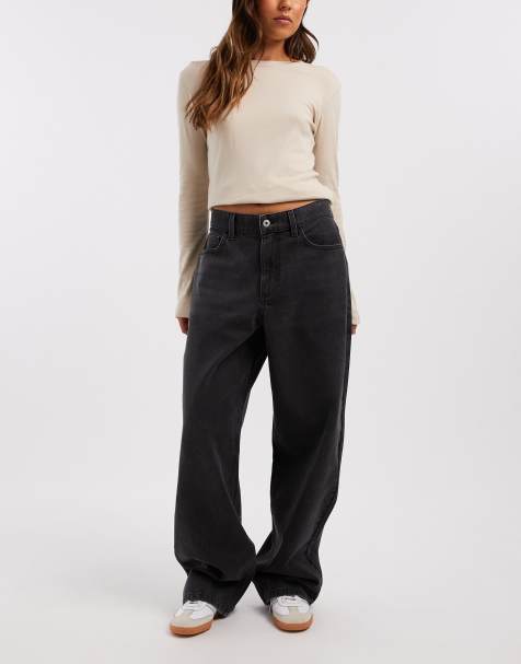 COLLUSION antifit mid rise jeans in washed black - view 1