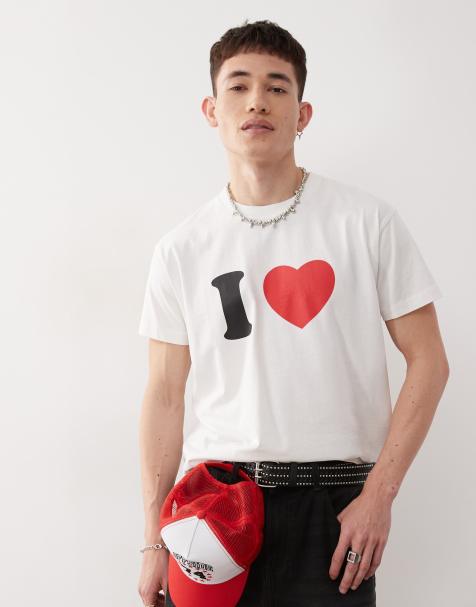 COLLUSION antifit slim t-shirt with I LOVE graphic - view 1